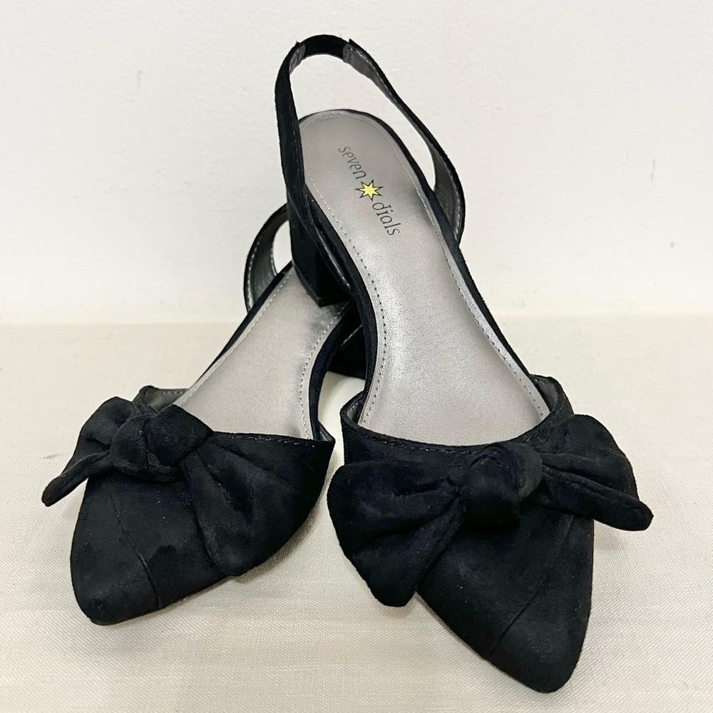 NWOT Seven Dials Black Harr Pointed Toe Sling Back Shoes Evening Events